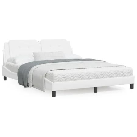 Estructura de cama cabecero cuero sintético blanco 160x200 cm de vidaXL, Camas y somieres - Ref: Foro24-3208192, Precio: 211,...