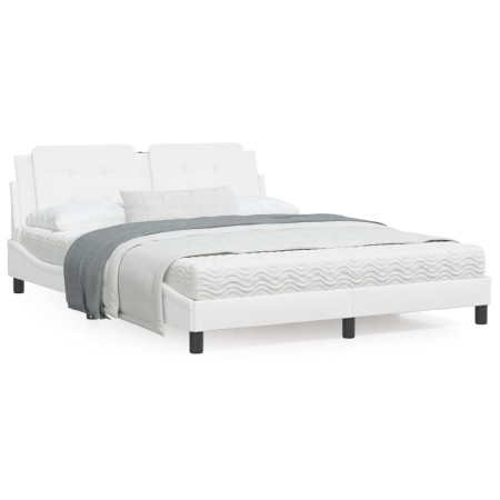 White synthetic leather headboard bed frame 160x200 cm by vidaXL, Beds and slatted bases - Ref: Foro24-3208192, Price: 193,08...