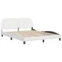 Estructura de cama cabecero cuero sintético blanco 160x200 cm de vidaXL, Camas y somieres - Ref: Foro24-3208192, Precio: 211,...