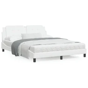 Bed with white synthetic leather mattress 160x200 cm by vidaXL, Beds and slatted bases - Ref: Foro24-3208874, Price: 398,20 €...