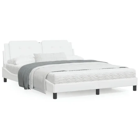 Bed with white synthetic leather mattress 160x200 cm by vidaXL, Beds and slatted bases - Ref: Foro24-3208874, Price: 398,16 €...