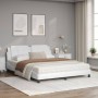 Bett mit weißer Kunstledermatratze 160x200 cm von vidaXL, Betten und Lattenroste - Ref: Foro24-3208874, Preis: 392,66 €, Raba...