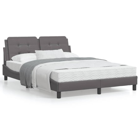 Bett mit grauer Kunstledermatratze 140x200 cm von vidaXL, Betten und Lattenroste - Ref: Foro24-3208869, Preis: 377,54 €, Raba...