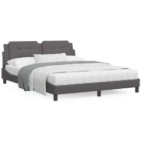 Bed with gray synthetic leather mattress 160x200 cm by vidaXL, Beds and slatted bases - Ref: Foro24-3208876, Price: 394,42 €,...