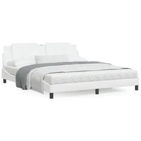 Bed with white synthetic leather mattress 180x200 cm by vidaXL, Beds and slatted bases - Ref: Foro24-3208881, Price: 434,26 €...