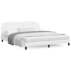 Cama con colchón cuero sintético blanco 180x200 cm de vidaXL, Camas y somieres - Ref: Foro24-3208881, Precio: 441,61 €, Descu...