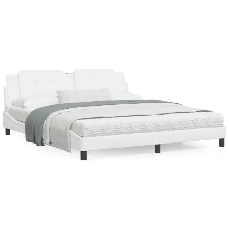 Bed with white synthetic leather mattress 180x200 cm by vidaXL, Beds and slatted bases - Ref: Foro24-3208881, Price: 434,26 €...