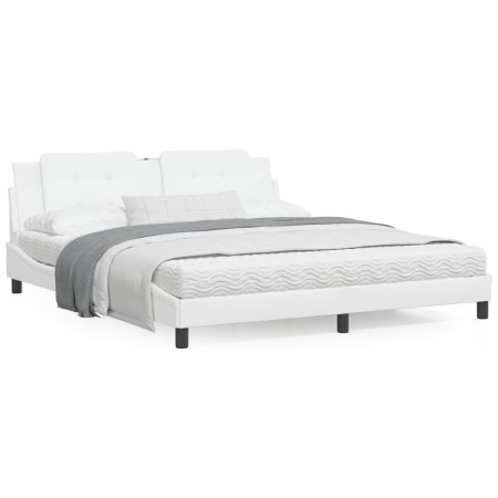 Cama con colchón cuero sintético blanco 180x200 cm de vidaXL, Camas y somieres - Ref: Foro24-3208881, Precio: 441,43 €