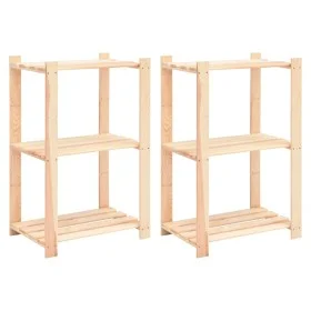3-tier shelving 2 units solid pine wood 150 kg by vidaXL, Industrial shelving - Ref: Foro24-3051121, Price: 82,58 €, Discount: %