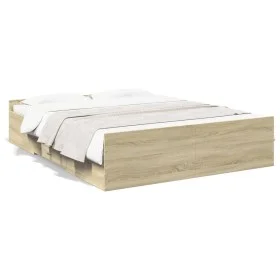 Cama con cajones madera ingeniería roble Sonoma 160x200 cm de vidaXL, Camas y somieres - Ref: Foro24-3280281, Precio: 150,71 ...