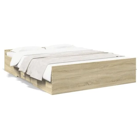 Sonoma oak engineered wood bed with drawers 160x200 cm by vidaXL, Beds and slatted bases - Ref: Foro24-3280281, Price: 150,71...