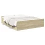 Sonoma oak engineered wood bed with drawers 160x200 cm by vidaXL, Beds and slatted bases - Ref: Foro24-3280281, Price: 150,71...