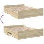 Cama con cajones madera ingeniería roble Sonoma 160x200 cm de vidaXL, Camas y somieres - Ref: Foro24-3280281, Precio: 152,42 €
