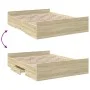 Sonoma oak engineered wood bed with drawers 160x200 cm by vidaXL, Beds and slatted bases - Ref: Foro24-3280281, Price: 150,71...