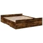 Smoked oak engineered wood bed with drawers 140x200 cm by vidaXL, Beds and slatted bases - Ref: Foro24-3280297, Price: 156,62...