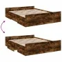 Smoked oak engineered wood bed with drawers 140x200 cm by vidaXL, Beds and slatted bases - Ref: Foro24-3280297, Price: 156,62...