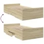 Sonoma oak engineered wood bed with drawers 90x190 cm by vidaXL, Beds and slatted bases - Ref: Foro24-3280344, Price: 114,91 ...