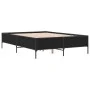 Engineered wood and black metal bed frame 140x200cm by vidaXL, Beds and slatted bases - Ref: Foro24-3279797, Price: 149,27 €,...