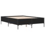Engineered wood and black metal bed frame 140x190cm by vidaXL, Beds and slatted bases - Ref: Foro24-3279807, Price: 146,18 €,...