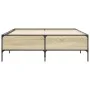 Estructura cama madera ingeniería metal roble Sonoma 135x190 cm de vidaXL, Camas y somieres - Ref: Foro24-3279813, Precio: 14...