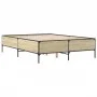 Estructura cama madera ingeniería metal roble Sonoma 135x190 cm de vidaXL, Camas y somieres - Ref: Foro24-3279813, Precio: 14...