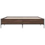 Oak brown metal engineered wood bed frame 200x200 cm by vidaXL, Beds and slatted bases - Ref: Foro24-3279781, Price: 157,84 €...