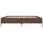 Estructura cama madera ingeniería metal marrón roble 200x200 cm de vidaXL, Camas y somieres - Ref: Foro24-3279781, Precio: 15...