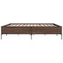 Oak brown metal engineered wood bed frame 200x200 cm by vidaXL, Beds and slatted bases - Ref: Foro24-3279781, Price: 157,84 €...