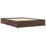 Engineered wood bed frame oak brown metal 120x190 cm by vidaXL, Beds and slatted bases - Ref: Foro24-3279866, Price: 120,47 €...