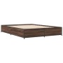 Estructura cama madera ingeniería metal marrón roble 120x190 cm
