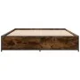 Engineered wood bed frame metal smoked oak 120x190cm by vidaXL, Beds and slatted bases - Ref: Foro24-3279864, Price: 116,11 €...