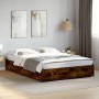 Engineered wood bed frame metal smoked oak 150x200cm by vidaXL, Beds and slatted bases - Ref: Foro24-3279839, Price: 127,68 €...