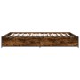 Engineered wood bed frame metal smoked oak 150x200cm by vidaXL, Beds and slatted bases - Ref: Foro24-3279839, Price: 127,68 €...