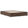 Oak brown metal engineered wood bed frame 120x200 cm by vidaXL, Beds and slatted bases - Ref: Foro24-3279851, Price: 122,31 €...