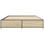 Estructura cama madera ingeniería metal roble Sonoma 135x190 cm de vidaXL, Camas y somieres - Ref: Foro24-3279858, Precio: 12...