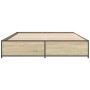 Estructura cama madera ingeniería metal roble Sonoma 135x190 cm de vidaXL, Camas y somieres - Ref: Foro24-3279858, Precio: 12...