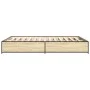 Estructura cama madera ingeniería metal roble Sonoma 135x190 cm de vidaXL, Camas y somieres - Ref: Foro24-3279858, Precio: 12...