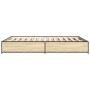 Estructura cama madera ingeniería metal roble Sonoma 135x190 cm de vidaXL, Camas y somieres - Ref: Foro24-3279858, Precio: 12...