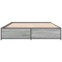 Estructura cama madera ingeniería metal gris Sonoma 140x200 cm de vidaXL, Camas y somieres - Ref: Foro24-3279845, Precio: 129...