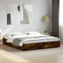 Estructura cama madera ingeniería metal roble ahumado 200x200cm de vidaXL, Camas y somieres - Ref: Foro24-3279824, Precio: 14...