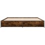 Engineered wood bed frame metal smoked oak 200x200cm by vidaXL, Beds and slatted bases - Ref: Foro24-3279824, Price: 143,08 €...