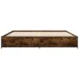 Engineered wood bed frame metal smoked oak 200x200cm by vidaXL, Beds and slatted bases - Ref: Foro24-3279824, Price: 141,32 €...
