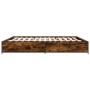 Engineered wood bed frame metal smoked oak 200x200cm by vidaXL, Beds and slatted bases - Ref: Foro24-3279824, Price: 143,08 €...