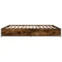 Engineered wood bed frame metal smoked oak 200x200cm by vidaXL, Beds and slatted bases - Ref: Foro24-3279824, Price: 141,32 €...