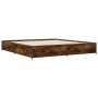 Engineered wood bed frame metal smoked oak 200x200cm by vidaXL, Beds and slatted bases - Ref: Foro24-3279824, Price: 143,08 €...