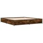 Engineered wood bed frame metal smoked oak 200x200cm by vidaXL, Beds and slatted bases - Ref: Foro24-3279824, Price: 141,32 €...