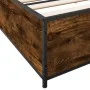 Engineered wood bed frame metal smoked oak 200x200cm by vidaXL, Beds and slatted bases - Ref: Foro24-3279824, Price: 141,32 €...