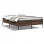 Estructura cama madera ingeniería metal marrón roble 140x190 cm de vidaXL, Camas y somieres - Ref: Foro24-3279811, Precio: 14...