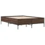 Estructura cama madera ingeniería metal marrón roble 140x190 cm de vidaXL, Camas y somieres - Ref: Foro24-3279811, Precio: 14...