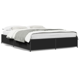 Estructura de cama madera de ingeniería y metal negro 120x200cm de vidaXL, Camas y somieres - Ref: Foro24-3279847, Precio: 12...